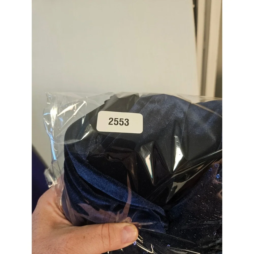 Knit Works Girls Blue Sequin Black Velvet Wide Leg Jumpsuit Size 14 7974273